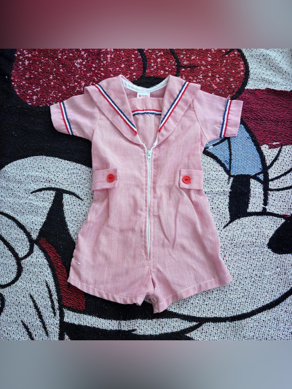 VINTAGE SEARS RED WHITE AND BLUE NAUTICAL ROMPER JULY 4 SIZE 6 MONTHS PATRIOTIC